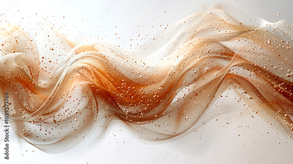 Fototapeta premium Sheer fabric and shimmering particles form a captivating abstract piece.