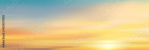 Sunset Sky Background,Autumn Orange Sunrise and Sun over Sea Beach,Vector Beautiful Winter Nature Golden Hour in Yellow,Pink,Blue Sky Before Sundown in Summer,Cartoon Spring Landscape with sunlight