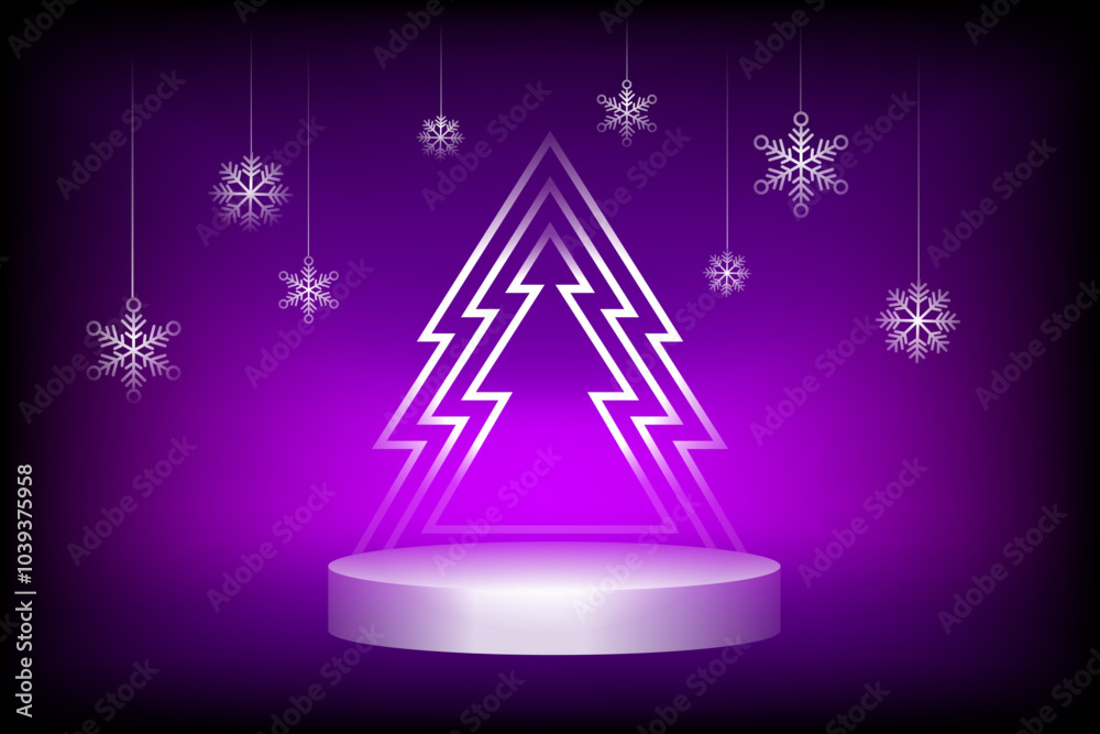 Geometric Christmas tree and decorative snowflakes. Perfect for holiday-themed projects, greeting cards, and seasonal decorations. Neon purple glowing geometric Christmas tree. Geometric Christmas tree and decorative snowflakes. Perfect for holiday-themed projects, greeting cards, and seasonal decorations. Neon purple glowing geometric Christmas tree.