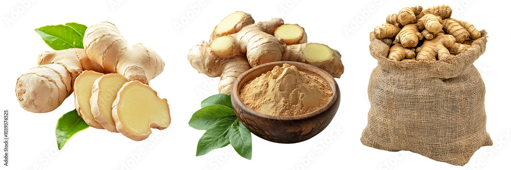fresh and organic ginger spice isolated on transparent background fresh and organic ginger spice isolated on transparent background