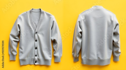Grey Cardigans Mockup, Front and Back