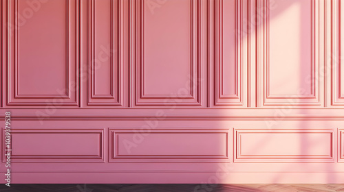 Simple Pink Wall with Classic Wood Pane Details