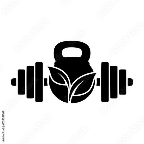 fitness gym with health leaf
