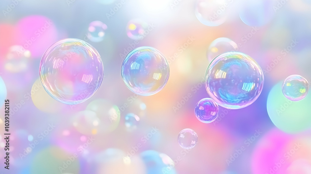 Delicate Soap Bubbles Floating in Soft Colors Delicate Soap Bubbles Floating in Soft Colors