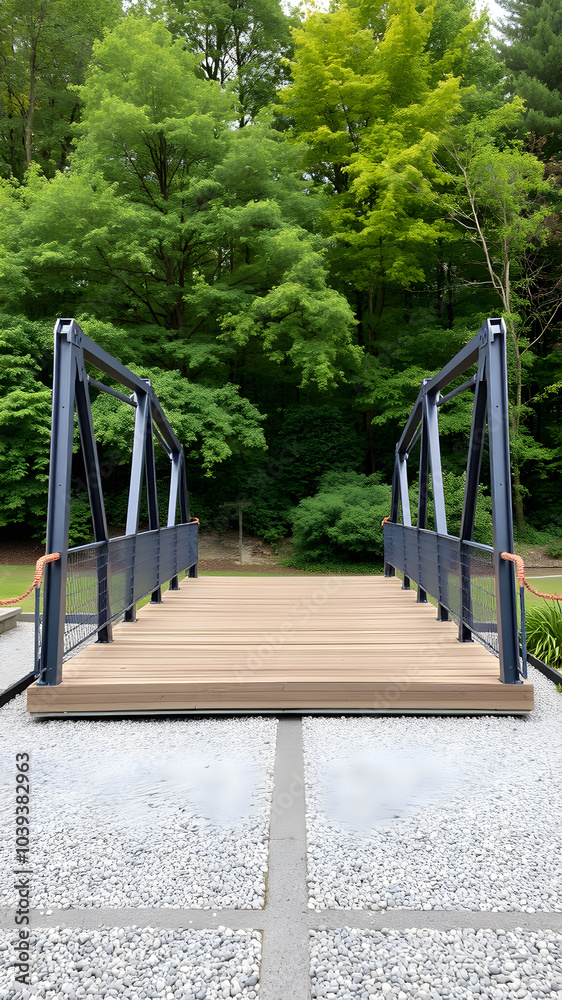 Modern steel minimal bridge. Generative AI Modern steel minimal bridge. Generative AI