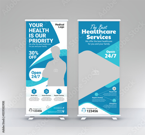 professional stand roll up medical healthcare signage pullup doctor retractable x banner two design template