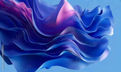 3d render, abstract blue layered background, fashion wallpaper