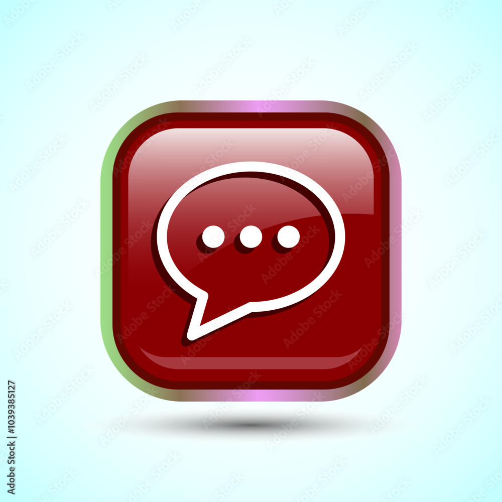 Chat icon design illustration, Message sign symbol for apps and websites, Red Color Square Button Design Chat icon design illustration, Message sign symbol for apps and websites, Red Color Square Button Design
