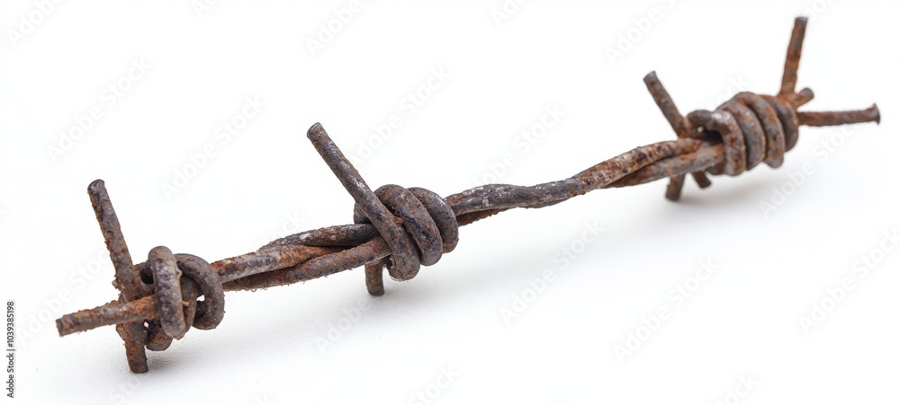 rusty barbed wire on a white background rusty barbed wire on a white background