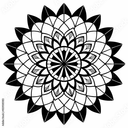 Intricate Mandala Flower Design with Geometric Petals. Traditional Mandala Art Vector Illustration. Geometric Pattern Design.