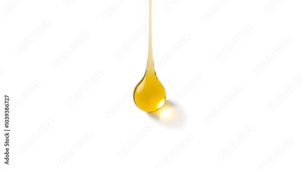 Golden Oil drop on a white background. Generative AI