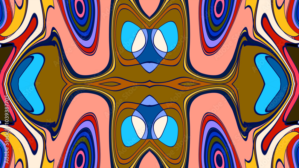 Fototapeta premium Abstract colorful psychedelic mandala kaleidoscope background pattern for a summer music festival 