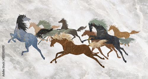 marble abstract lucky horse image home decorative art wall pattern design background.