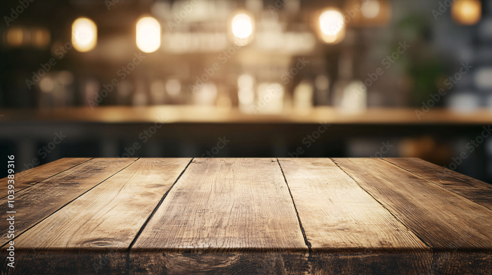 A beautifully composed photograph featuring an empty rustic wooden table, its texture and grain captured with precise detail. The table is positioned symmetrically, with the background softly blurred A beautifully composed photograph featuring an empty rustic wooden table, its texture and grain captured with precise detail. The table is positioned symmetrically, with the background softly blurred