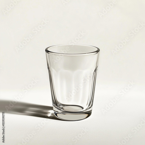 An empty shot glass on white background