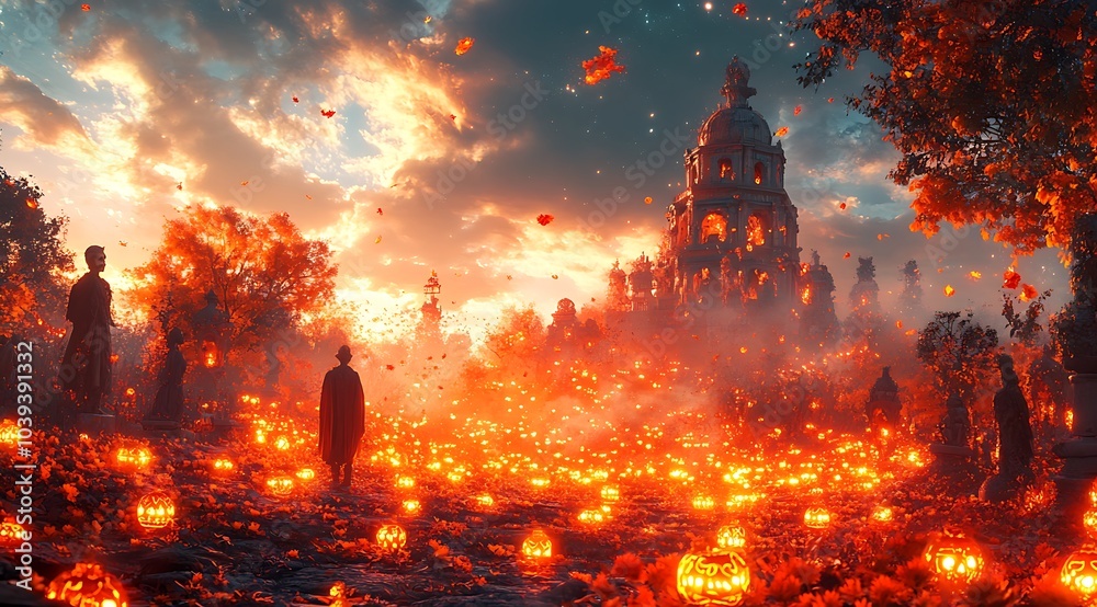a person standing in a field of pumpkins
a person standing in a field of pumpkins