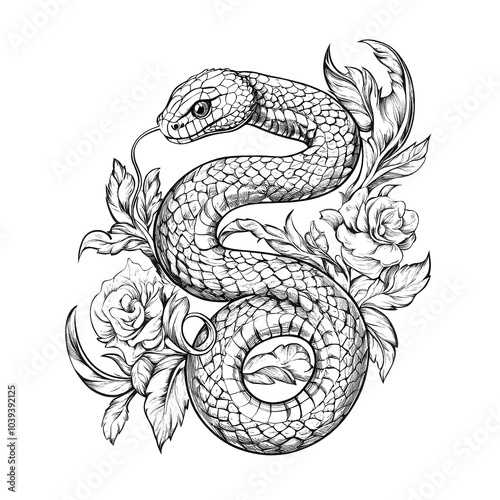 Snake with roses.