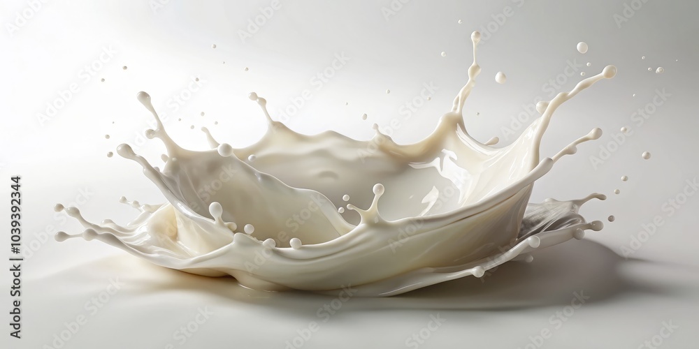 Aerial View of White Milk Splash Isolated on White Background for Food Photography, Culinary Art, and Beverage Promotion with High-Resolution Detail for Stock Images Aerial View of White Milk Splash Isolated on White Background for Food Photography, Culinary Art, and Beverage Promotion with High-Resolution Detail for Stock Images