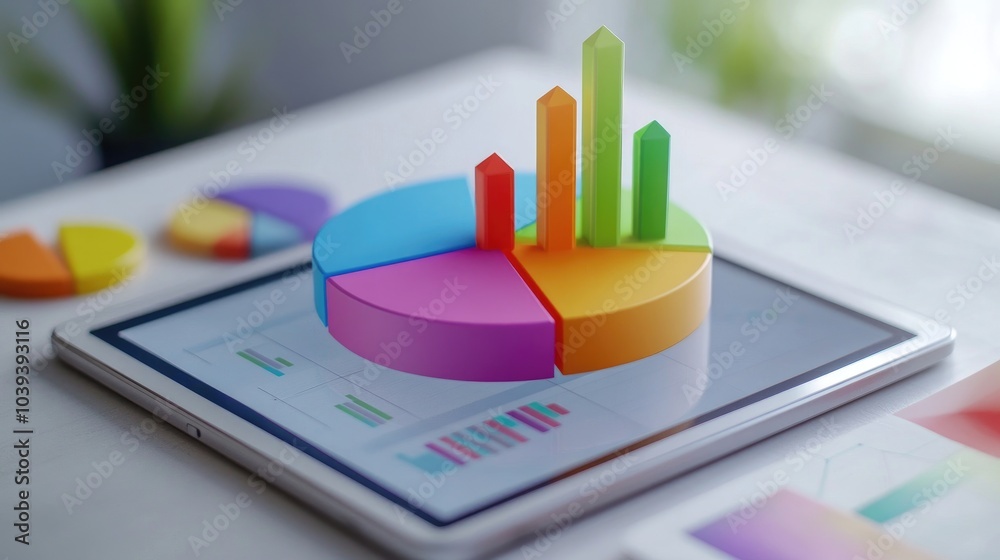 Colorful Graphs and Charts on Digital Tablet Colorful Graphs and Charts on Digital Tablet