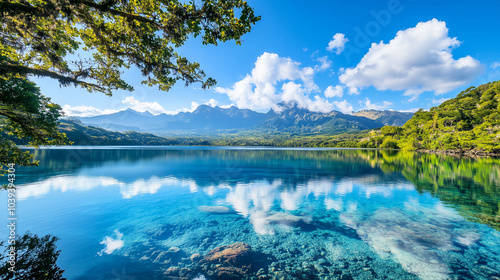 広大な湖を中心とした自然風景 photo