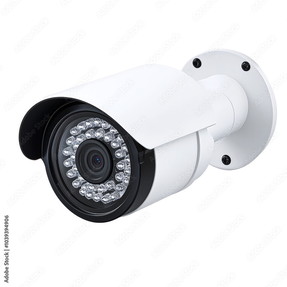 A security camera with infrared capabilities, designed for surveillance, mounted on a wall, featuring a sleek white casing. A security camera with infrared capabilities, designed for surveillance, mounted on a wall, featuring a sleek white casing.