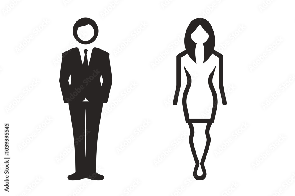 Silhouette icons depicting a man in a suit and a woman in a dress.