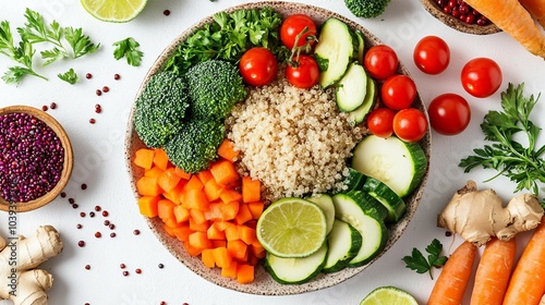 Quinoa Bowl with Vegetables and Fresh Ingredients