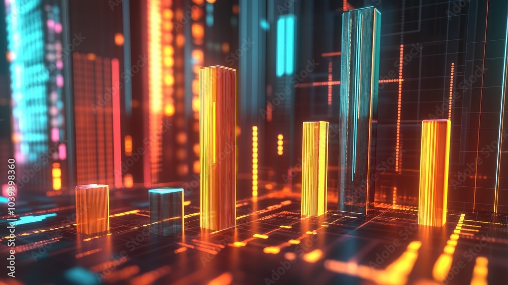 Abstract Data Visualization with Colorful Bars and Lines Abstract Data Visualization with Colorful Bars and Lines