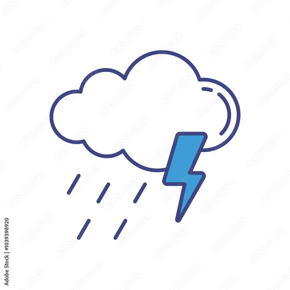 Thunderstorm vector icon stock illustration Thunderstorm vector icon stock illustration