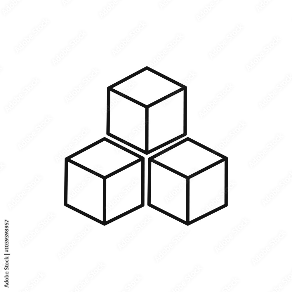 Cube icon Thin line art isolated Cube icon Thin line art isolated