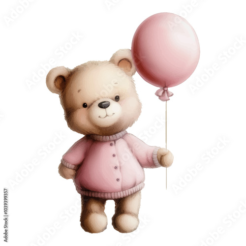 Cute baby shower watercolour invitation card with bear