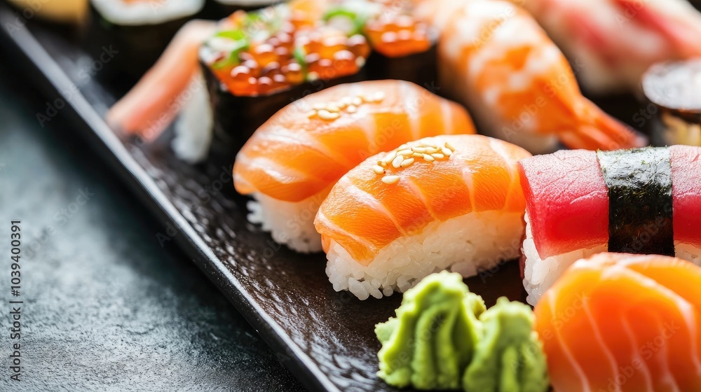 Fresh Sushi Platter with Seafood Delights