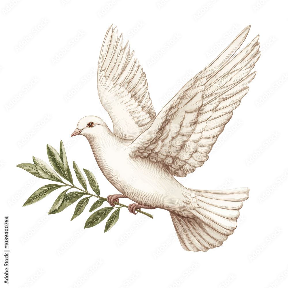 Obraz premium Dove of Peace with Olive Branch.