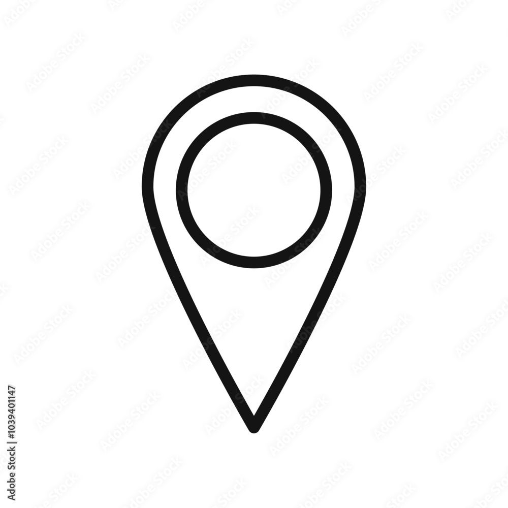 Navigation pin icon Thin line art isolated