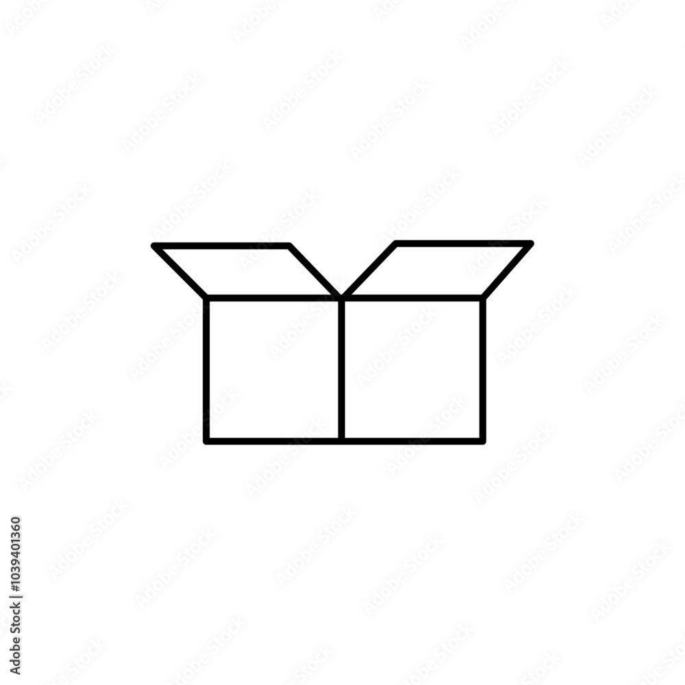 Open box icon Thin line art isolated Open box icon Thin line art isolated