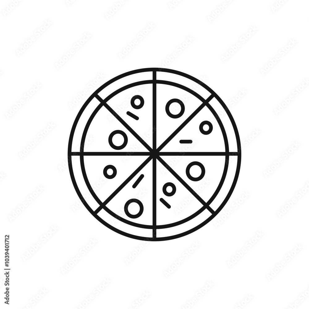 Pizza icon Thin line art isolated Pizza icon Thin line art isolated