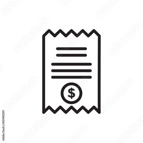 Receipt icon Thin line art isolated