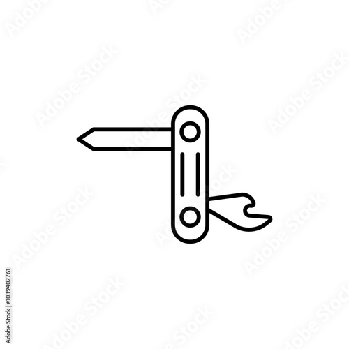 Swiss Knife icon Thin line art isolated