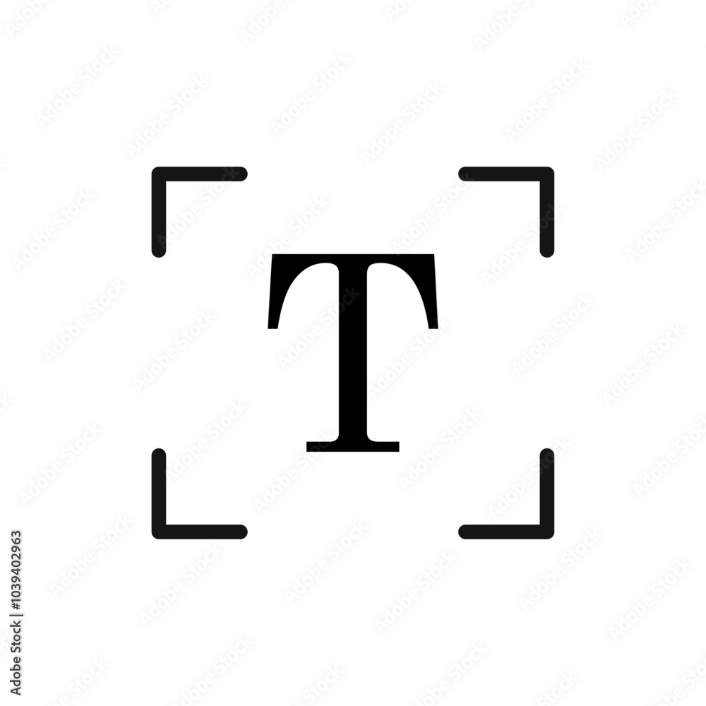 Text icon Thin line art isolated