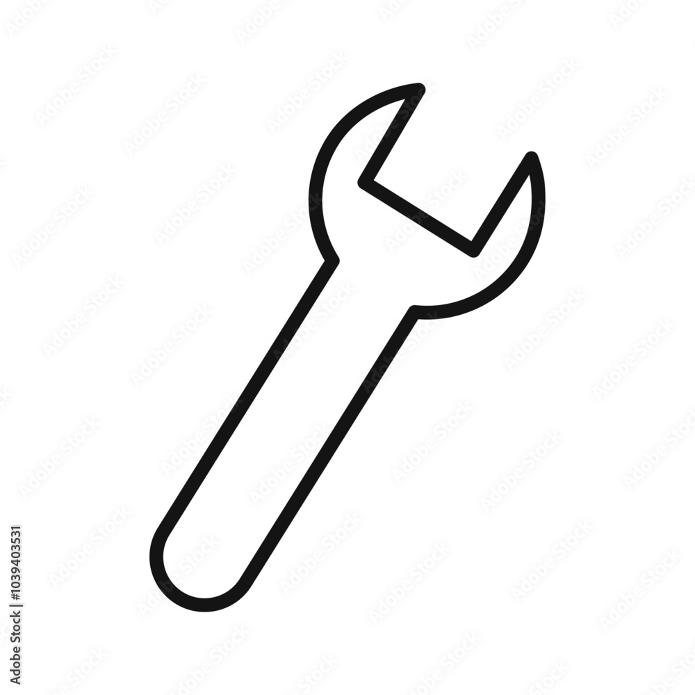 Wrench icon Thin line art isolated