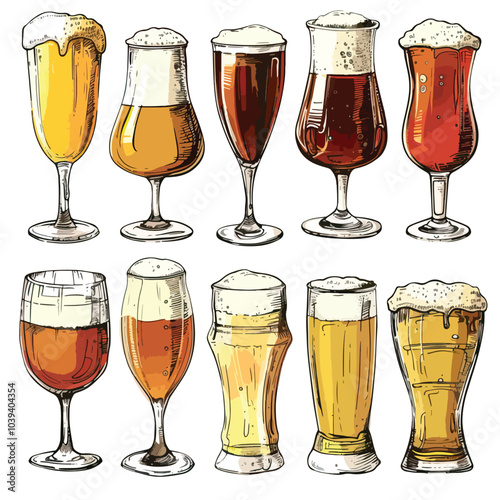 Beer vector icons set, bottle, glass, pint, Thanksgiving day, Thanksgiving day celebration, Oktoberfest