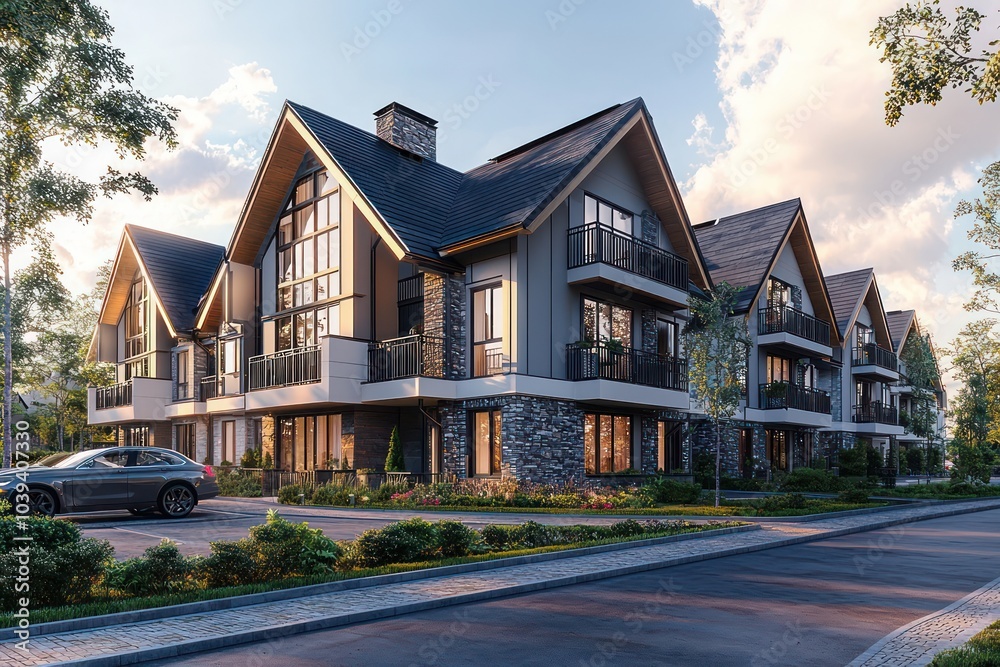 Detailed exterior visualization of a residential project under development. Detailed exterior visualization of a residential project under development.