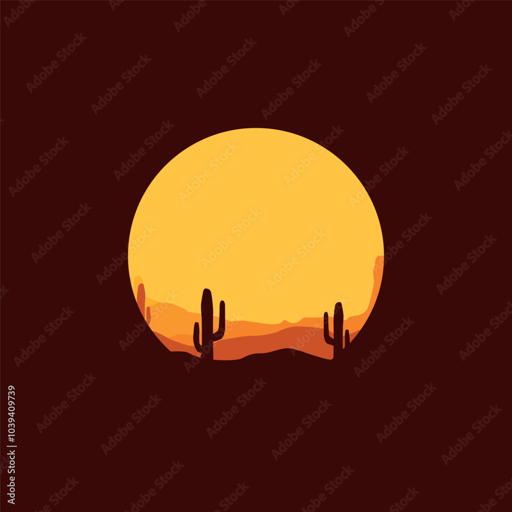 Nature landscape panorama illustration in circle Nature landscape panorama illustration in circle