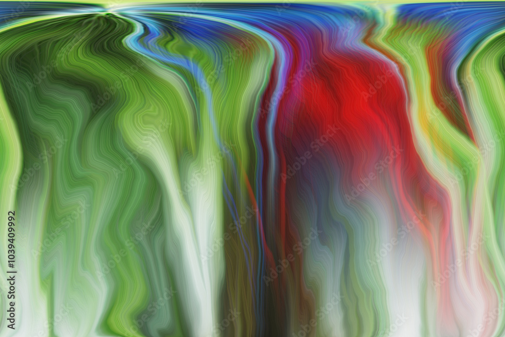 Fototapeta premium An abstract image of zoom twisted and wave light fibers effect in multicolors.