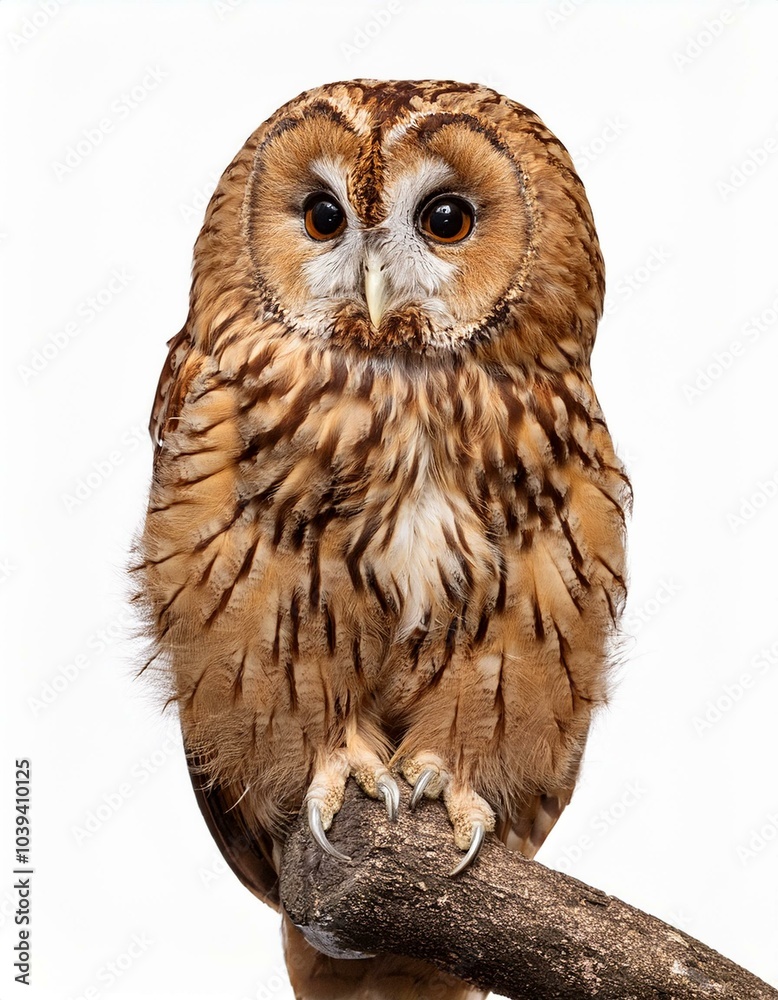 Fototapeta premium モリフクロウ(Tawny owl on white background)