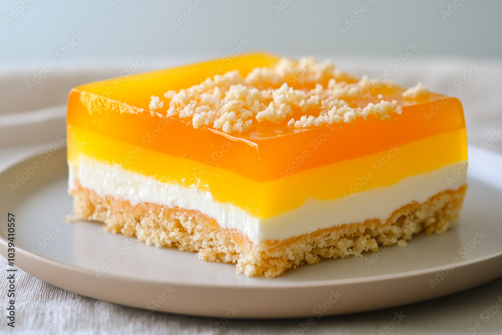 Creamy orange jello dessert bar on a crumbly crust Creamy orange jello dessert bar on a crumbly crust