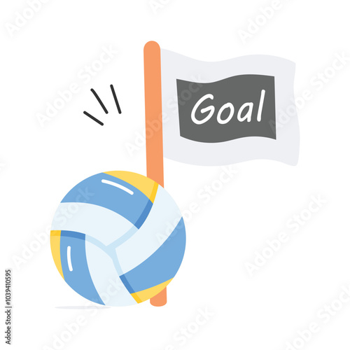 Volleyball with flag, volleyball goal modern icon