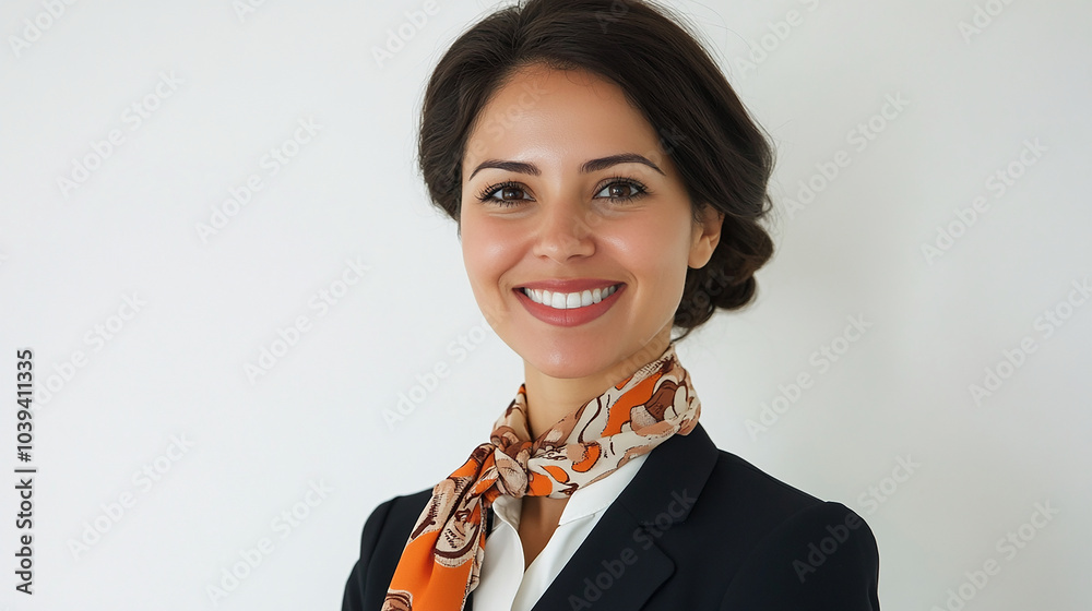 Smiling Female Cabin Attendant Portrait Smiling Female Cabin Attendant Portrait