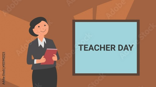 Animated World Teachers Day creative concept flat illustration