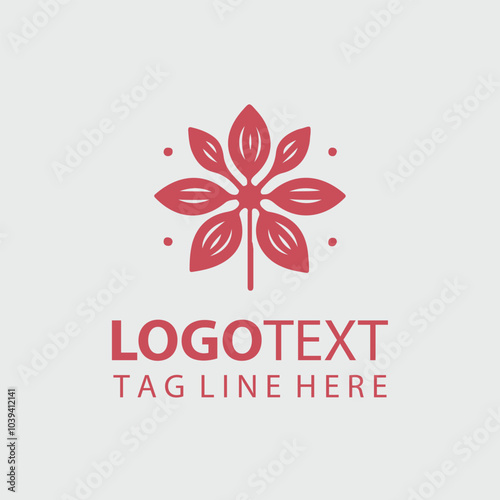 Modern red flower logo design template.